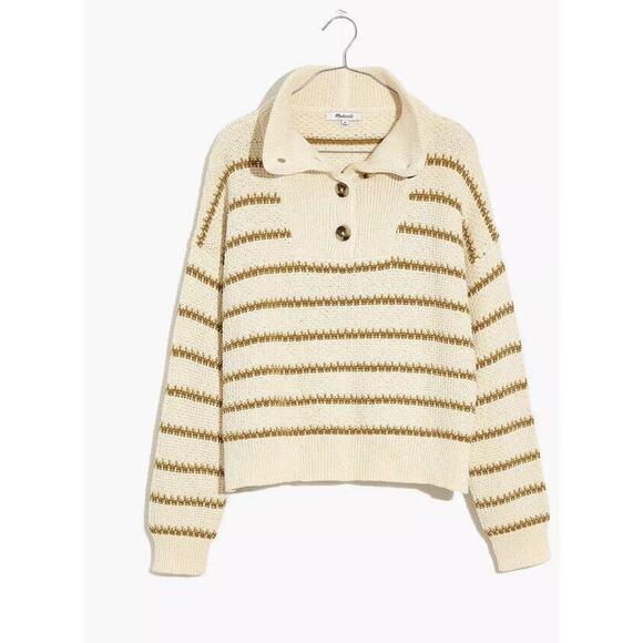 Madewell Canby Button Mockneck Sweater in Stripe - Picture 3 of 11